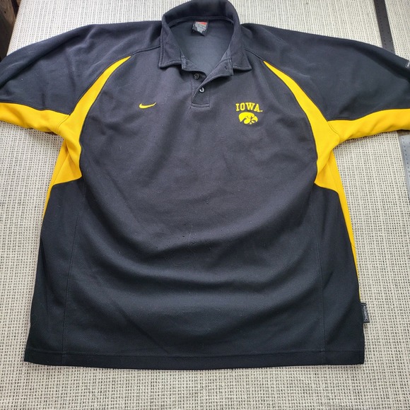Nike Other - Nike Polo Shirt Mens XL Black Iowa Hawkeyes Dri-FIT Short Sleeve Colorblock Logo